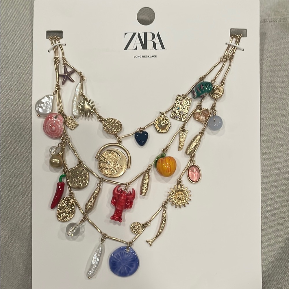 Zara Gold Layered Necklace with Charms